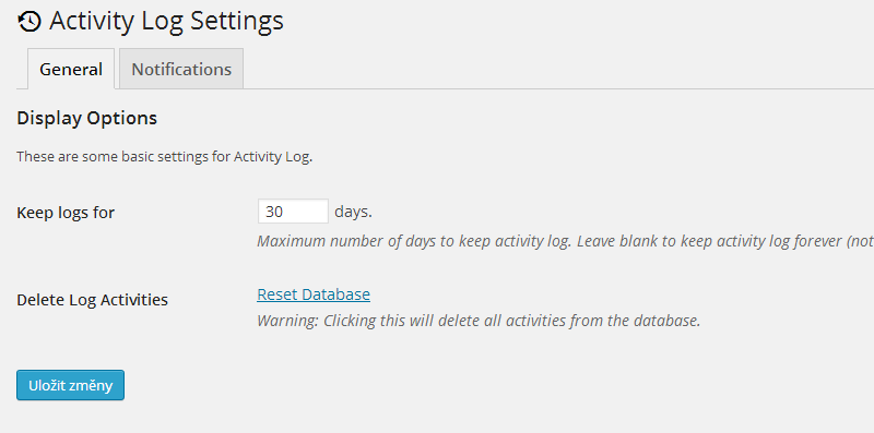 Activity Log Settings ‹ Child themes – WordPress